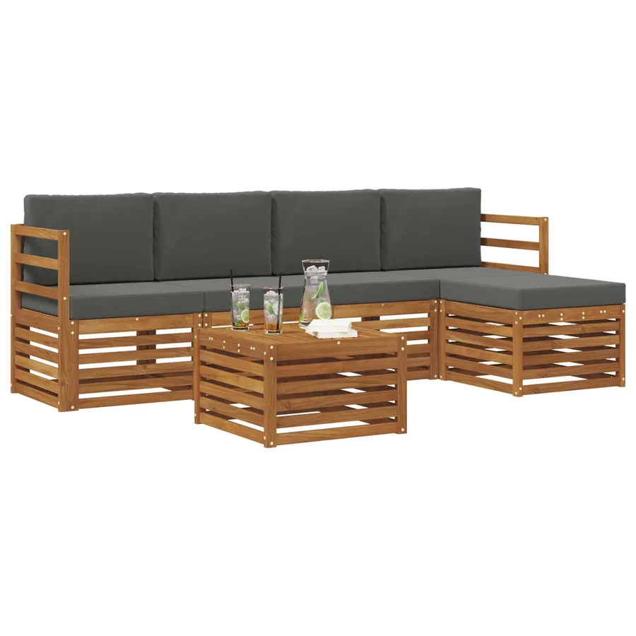Ensemble de canapés d'extérieur 6 pcs Naturel et Anthracite - 3