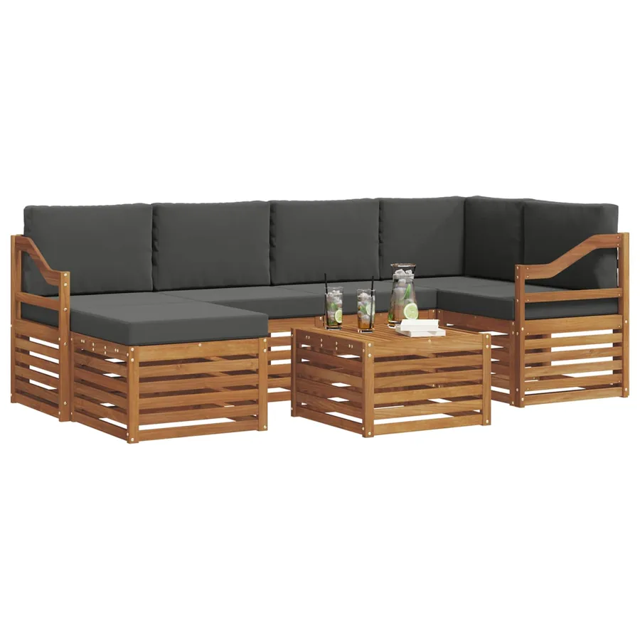Ensemble de canapé d'angle 7 pcs Naturel et Anthracite - 3