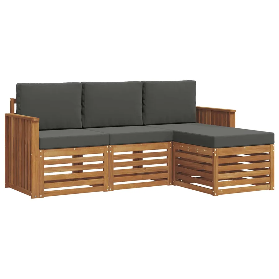 Ensemble de canapés d'extérieur 4 pcs Naturel et Anthracite - 2