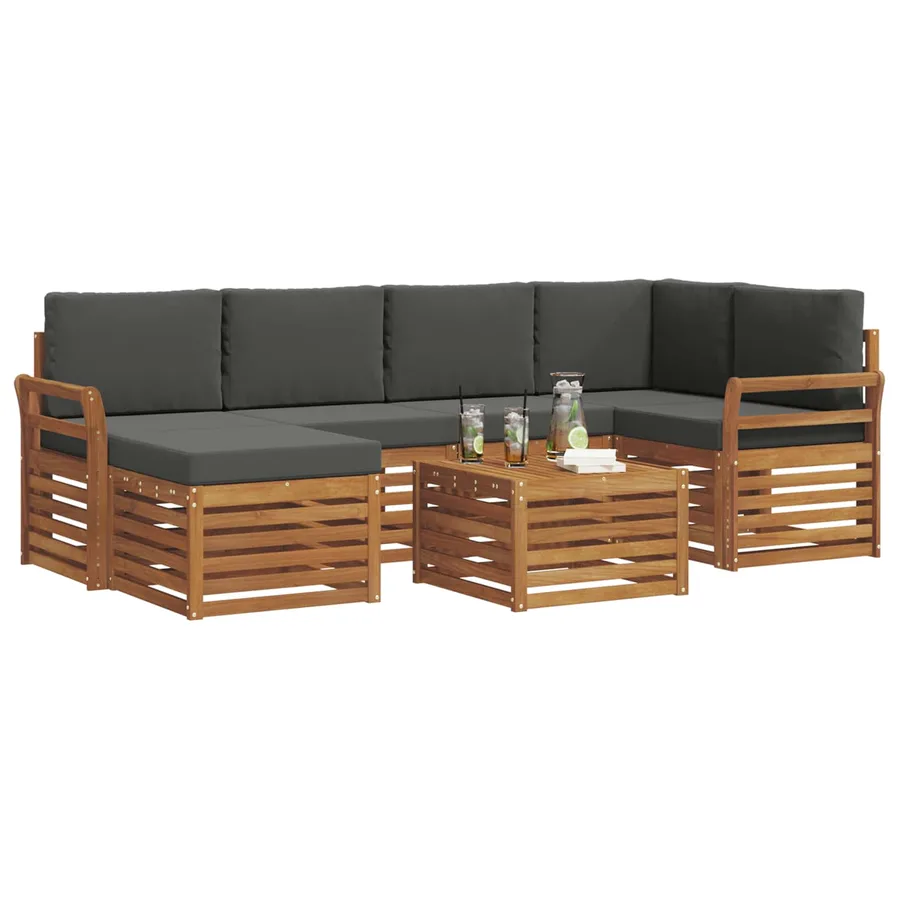 Ensemble de canapé d'angle 7 pcs Naturel et Anthracite - 3