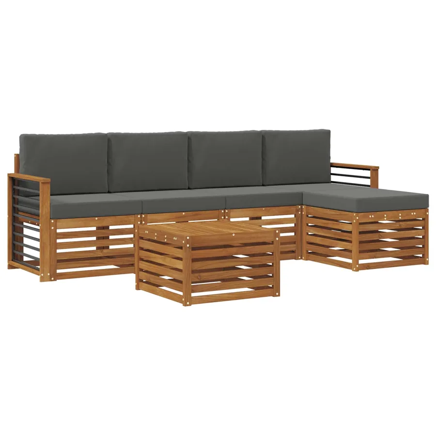Ensemble de canapés d'extérieur 6 pcs Naturel et Anthracite - 2