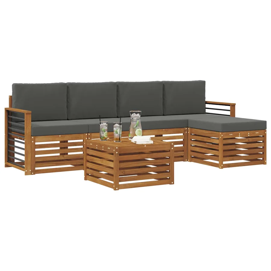 Ensemble de canapés d'extérieur 6 pcs Naturel et Anthracite - 3