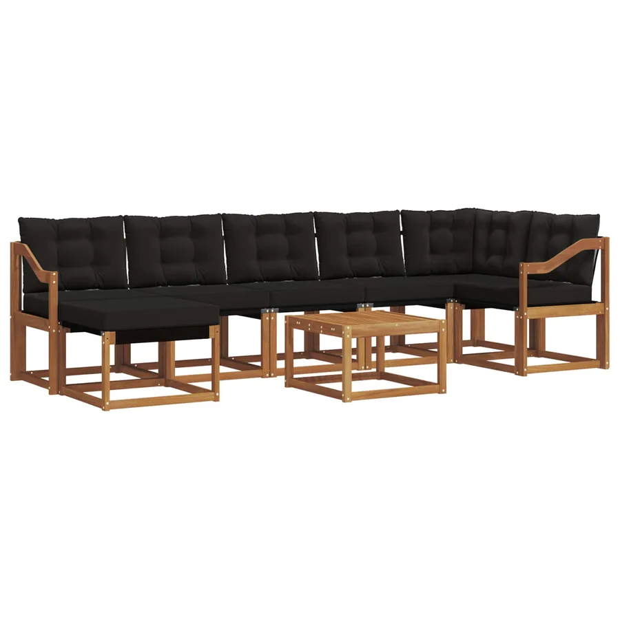 Ensemble de canapés d'extérieur 8 pcs Naturel et Noir - 2