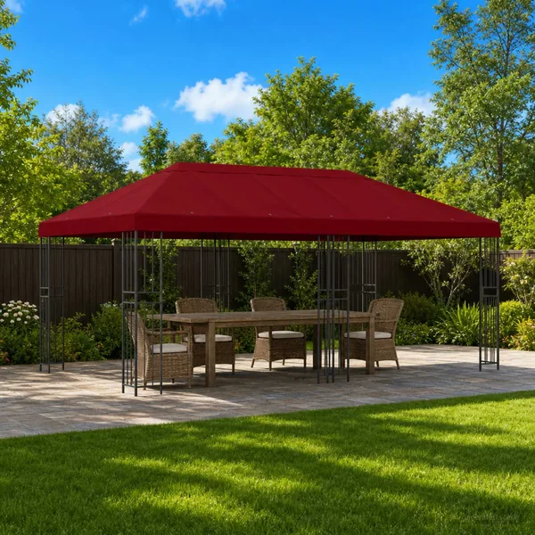 Housse de canopée de gazebo 6 x 3 m Bordeaux Polyester 190