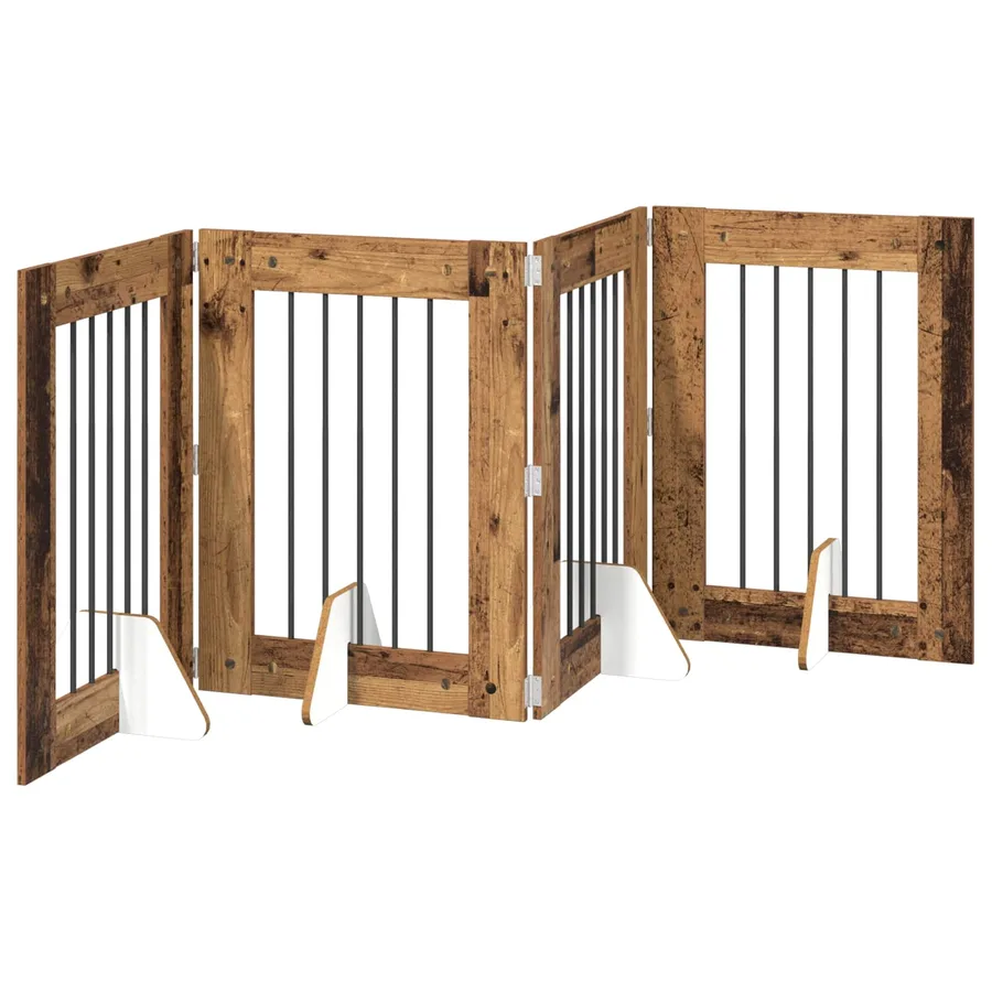 Porte de chien pliable avec supports 4 pcs Bois ancien 241 cm - 2