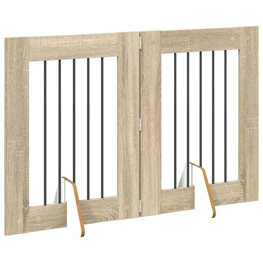 Porte de chien pliable avec supports 2 pcs Chêne Sonoma - 3