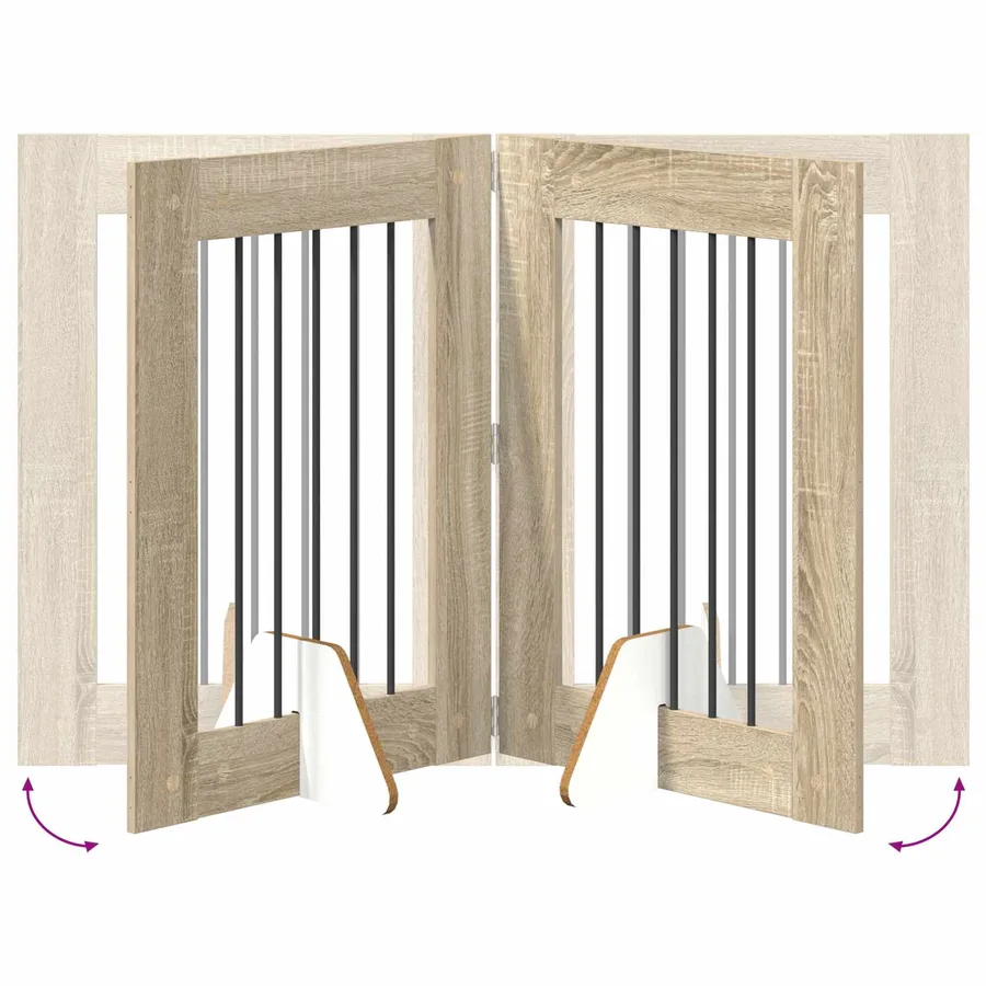 Porte de chien pliable avec supports 2 pcs Chêne Sonoma - 7
