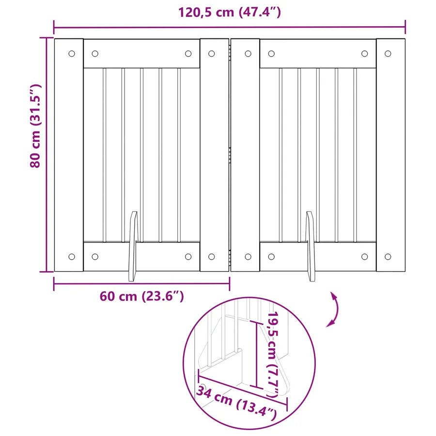 Porte de chien pliable avec supports 2 pcs Chêne Sonoma - 9