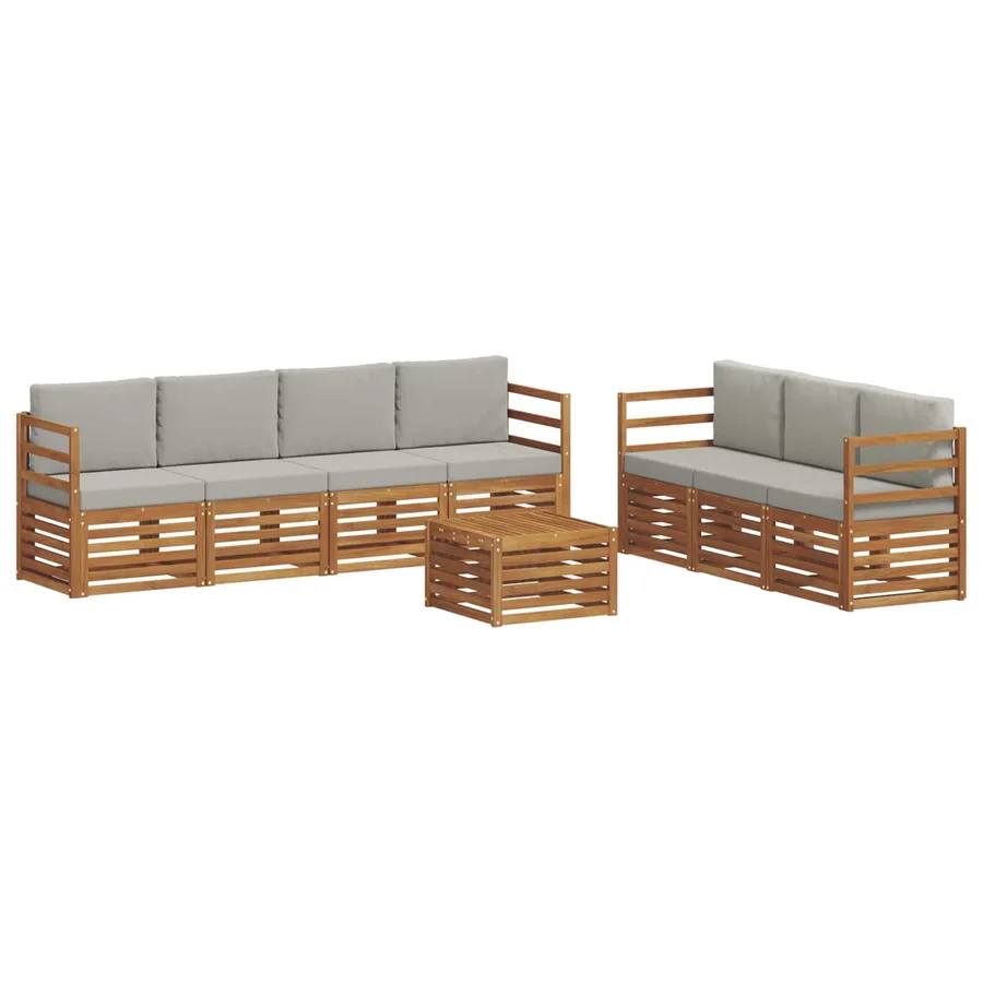 Ensembles de canapés avec coussin 8 pcs Gris Naturel et Clair - 2