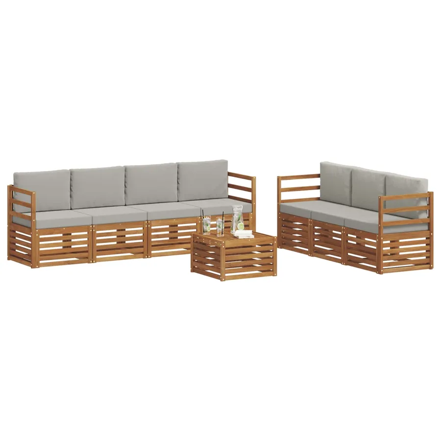Ensembles de canapés avec coussin 8 pcs Gris Naturel et Clair - 3