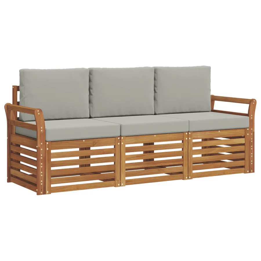 Ensembles de canapés avec coussin 3 pcs Gris Naturel et Clair - 2
