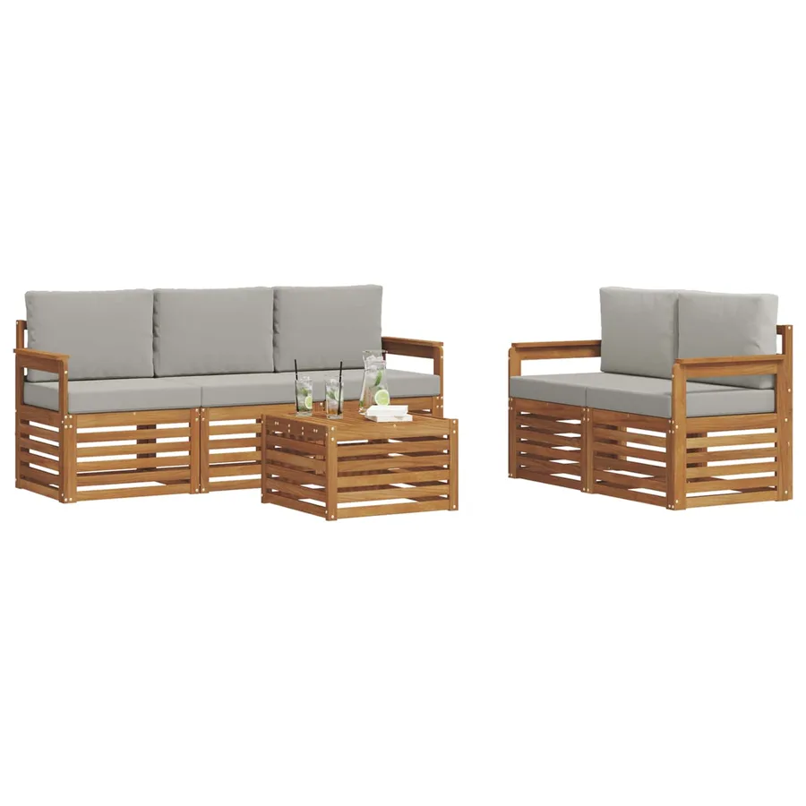 Ensembles de canapés avec coussin 6 pcs Gris Naturel et Clair - 3