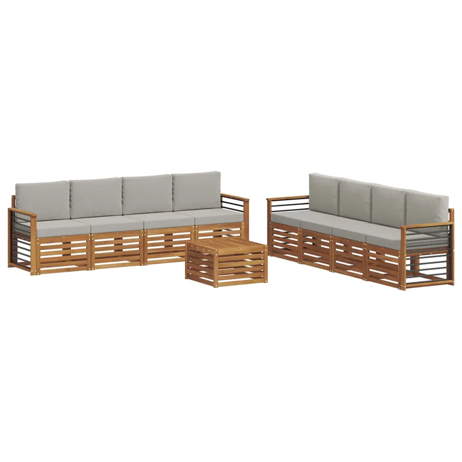 Ensembles de canapés avec coussin 9 pcs Gris Naturel et Clair - 2