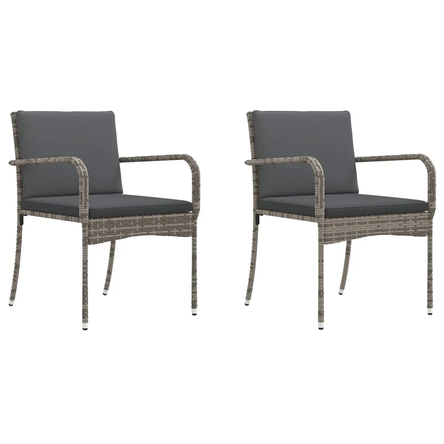 Ensemble bistro de jardin avec coussin 3 pcs Gris polyrotin - 4