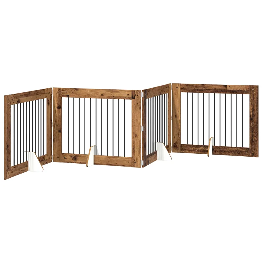 Porte de chien pliable avec supports 4 pcs Bois ancien 401 cm - 2