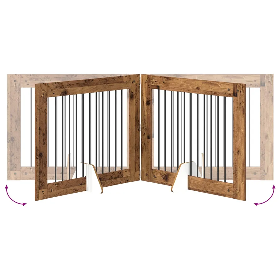 Porte de chien pliable avec supports 4 pcs Bois ancien 401 cm - 6