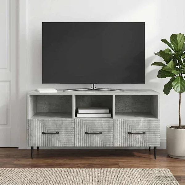 Meuble TV Gris béton 102 x 34,5 x 50 cm Bois d'ingénierie