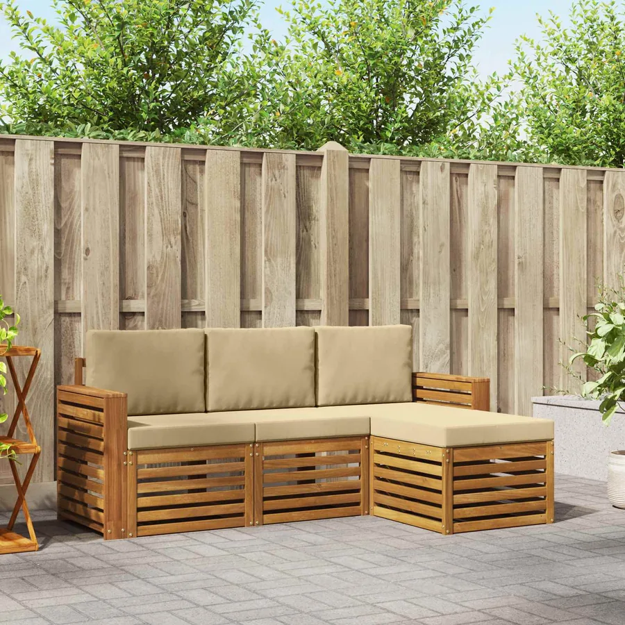 Ensemble de canapés d'extérieur 4 pcs Naturel et Beige