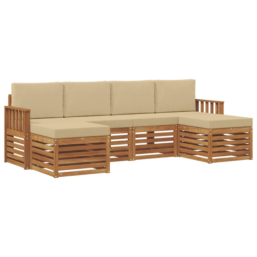 Ensembles de canapés avec coussin 6 pcs Naturel et Beige - 2