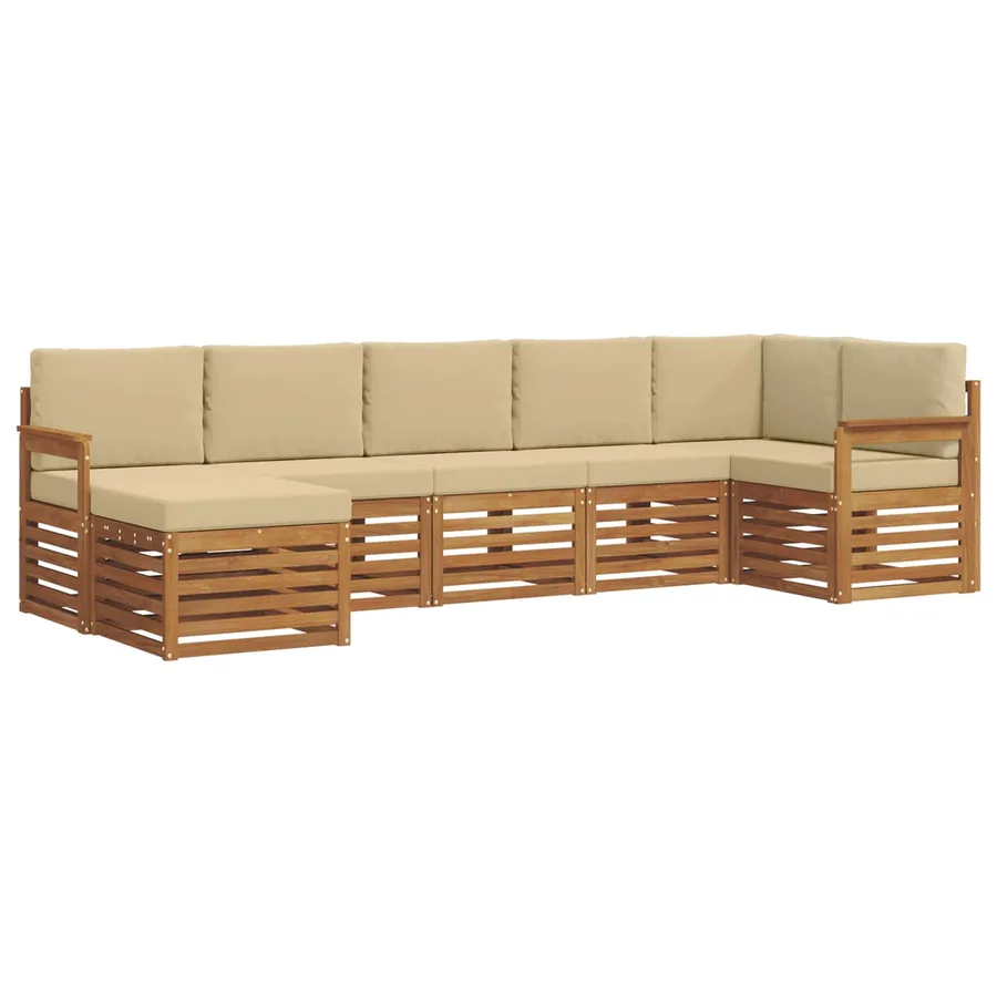 Ensemble de canapé d'angle avec coussin 7 pcs Naturel et Beige - 2