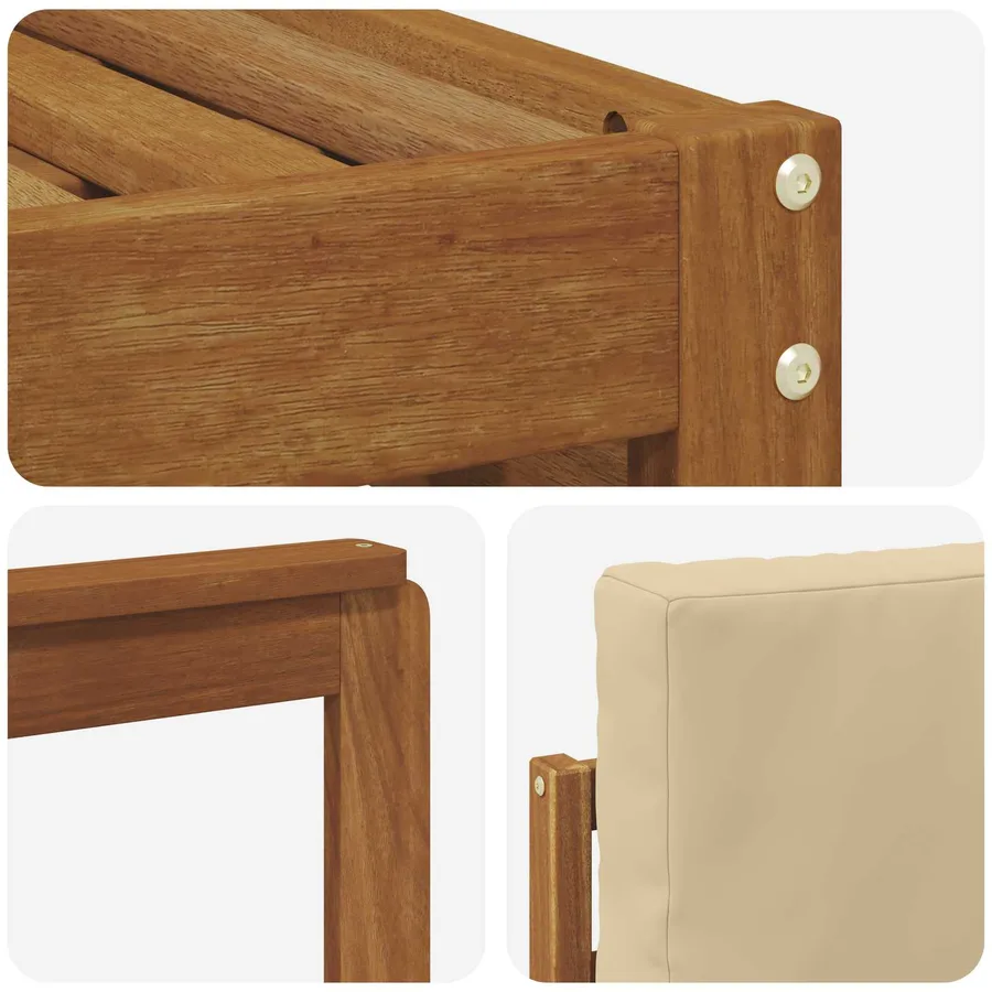 Ensemble de canapé d'angle avec coussin 7 pcs Naturel et Beige - 6