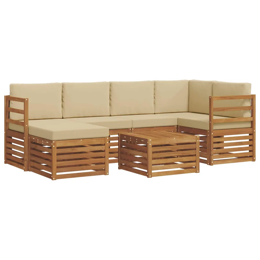 Ensemble de canapé d'angle avec coussin 7 pcs Naturel et Beige - 2