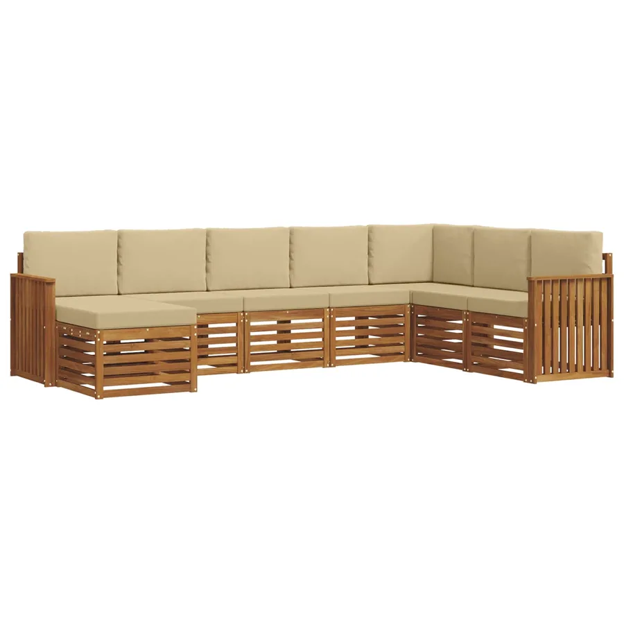 Ensemble de canapés d'extérieur 8 pcs Naturel et Beige - 2