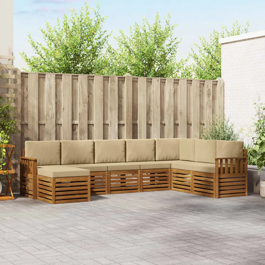 Ensemble de canapés d'extérieur 8 pcs Naturel et Beige