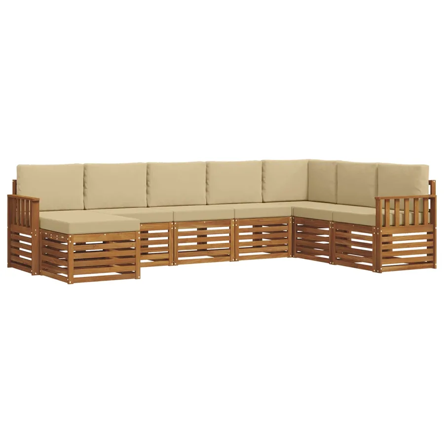 Ensemble de canapés d'extérieur 8 pcs Naturel et Beige - 2