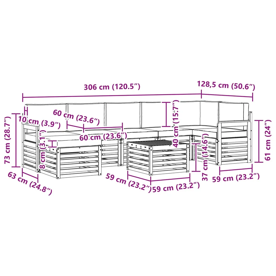 Ensemble de canapés d'extérieur 8 pcs Naturel et Beige - 12