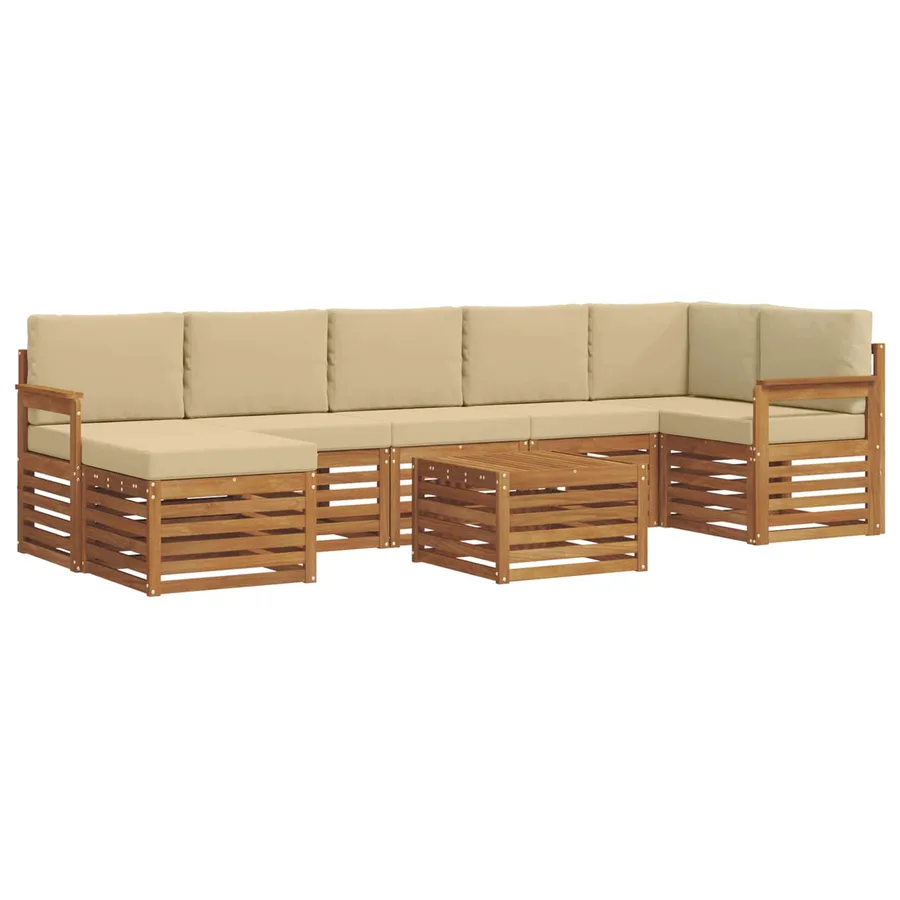 Ensemble de canapés d'extérieur 8 pcs Naturel et Beige - 2