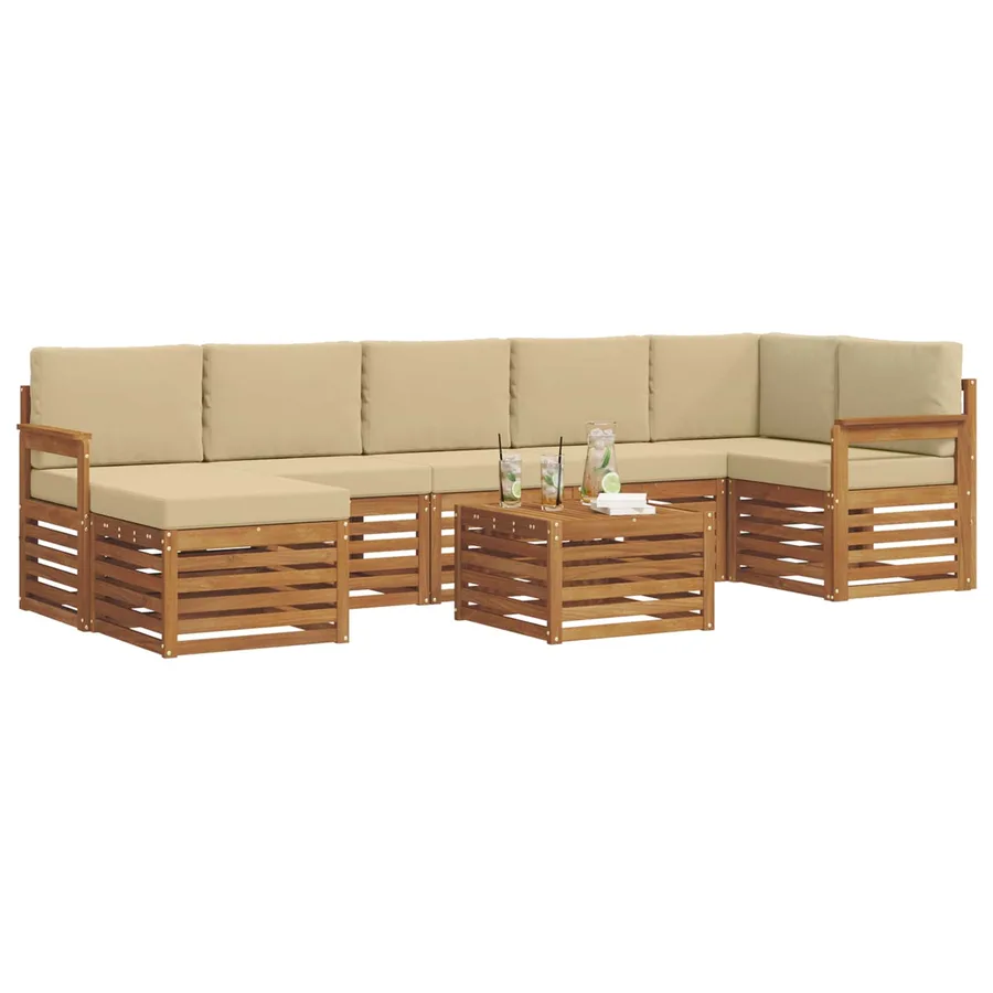 Ensemble de canapés d'extérieur 8 pcs Naturel et Beige - 3