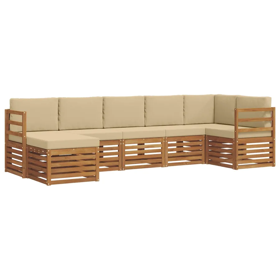 Ensemble de canapé d'angle avec coussin 7 pcs Naturel et Beige - 2