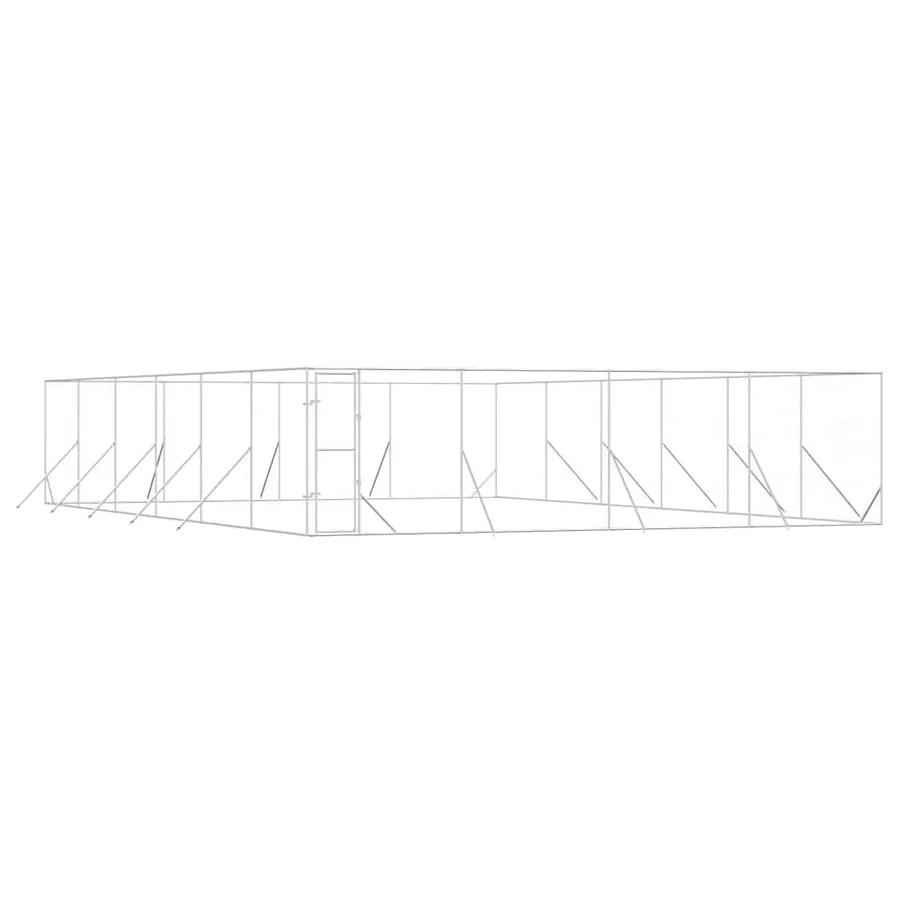 Chenil d'extérieur pour chiens argenté 8x12x2 m acier galvanisé - 2