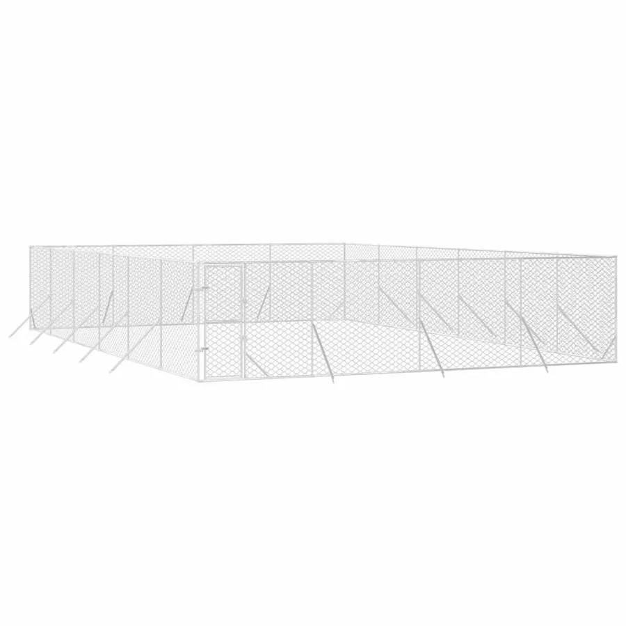 Chenil d'extérieur pour chiens argenté 8x12x2 m acier galvanisé - 3