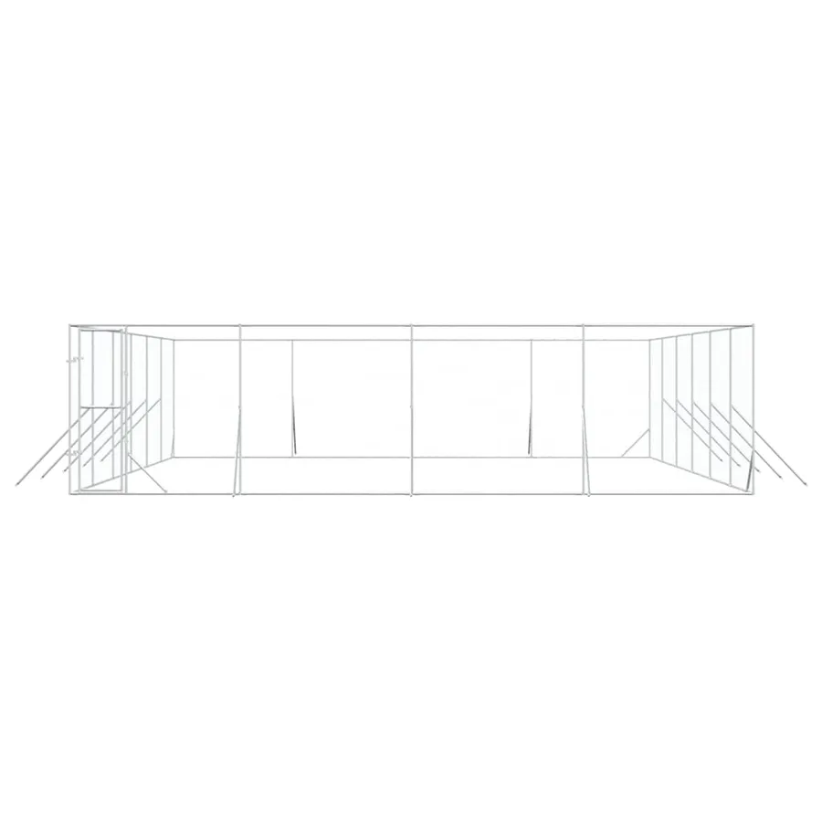 Chenil d'extérieur pour chiens argenté 8x12x2 m acier galvanisé - 5