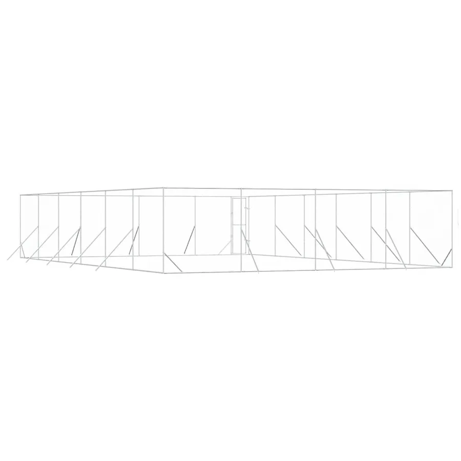 Chenil d'extérieur pour chiens argenté 8x12x2 m acier galvanisé - 7