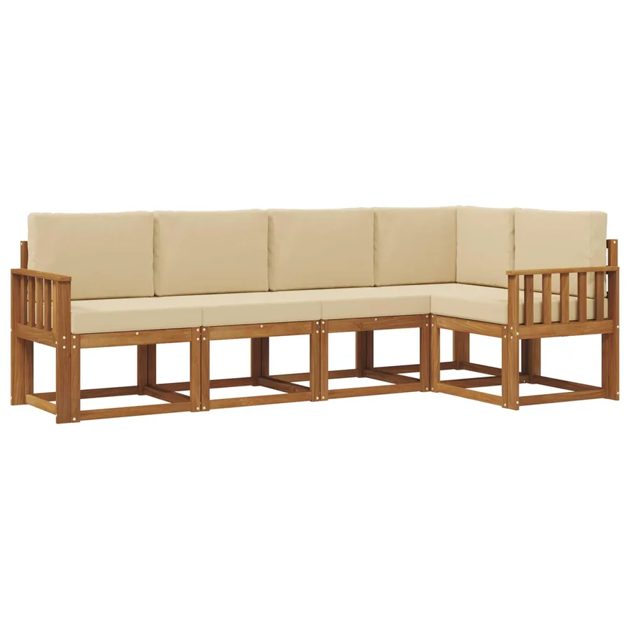 Ensemble de canapés d'extérieur 5 pcs Naturel et Beige - 2