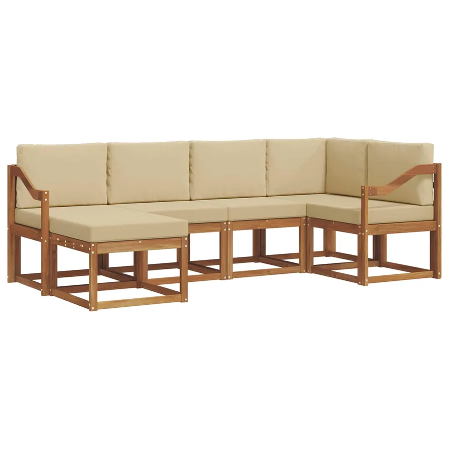 Ensemble de canapés d'extérieur 6 pcs Naturel et Beige - 2