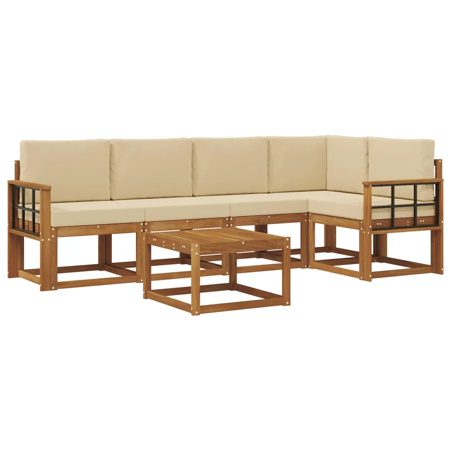 Ensemble de canapés d'extérieur 6 pcs Naturel et Beige - 2