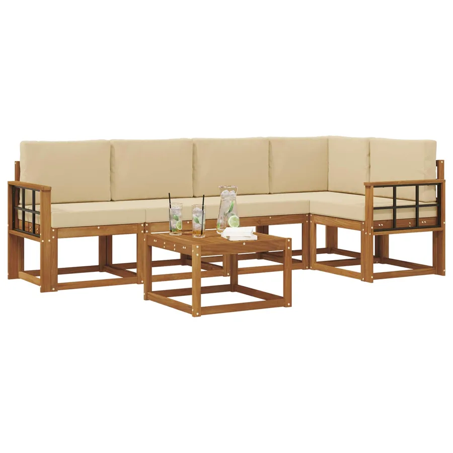 Ensemble de canapés d'extérieur 6 pcs Naturel et Beige - 3
