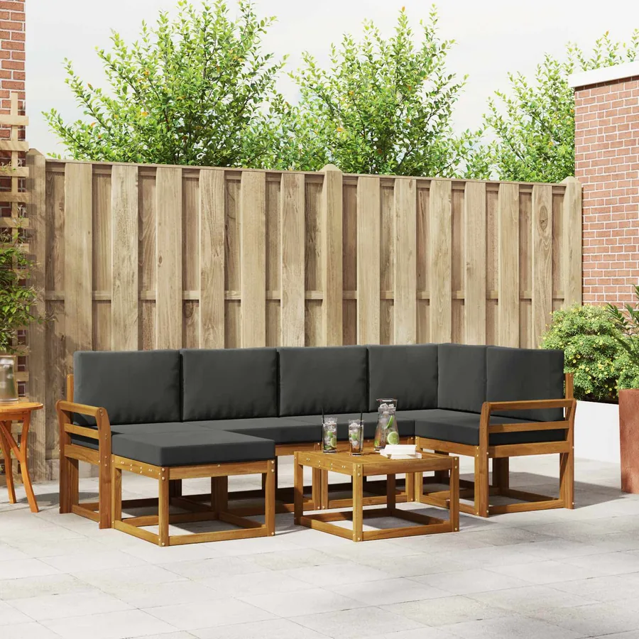 Ensemble de canapés d'extérieur 7 pcs Naturel et Anthracite