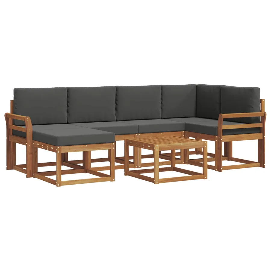 Ensemble de canapés d'extérieur 7 pcs Naturel et Anthracite - 2