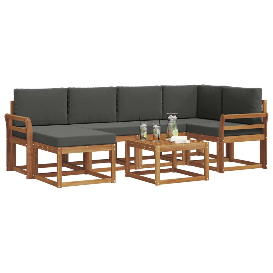 Ensemble de canapés d'extérieur 7 pcs Naturel et Anthracite - 3