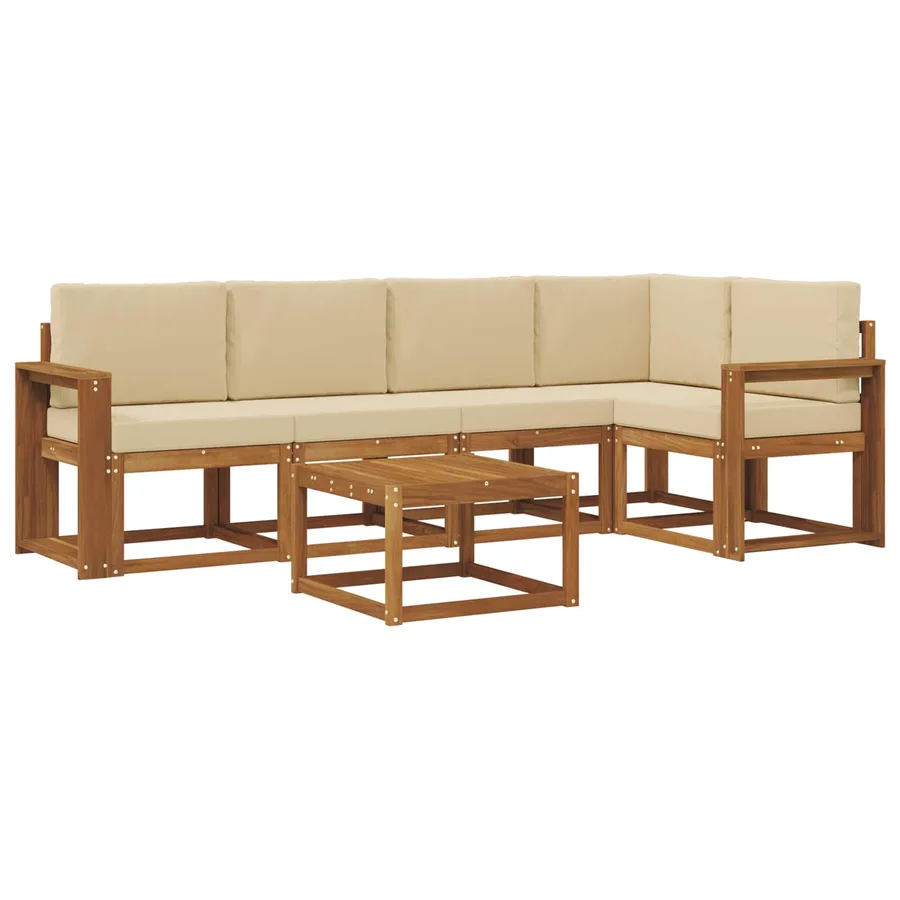 Ensemble de canapés d'extérieur 6 pcs Naturel et Beige - 2