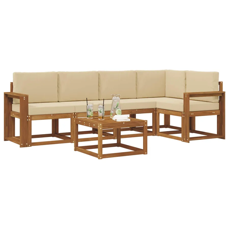 Ensemble de canapés d'extérieur 6 pcs Naturel et Beige - 3