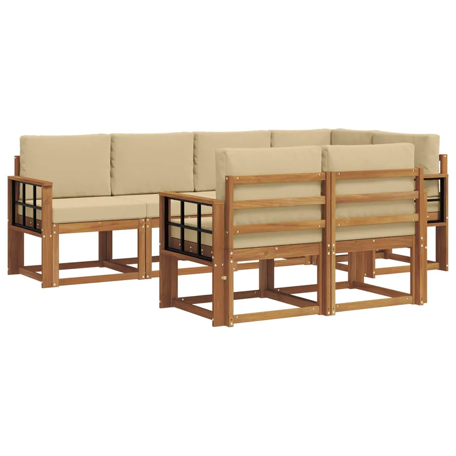 Ensemble de canapés d'extérieur 7 pcs Naturel et Beige - 2