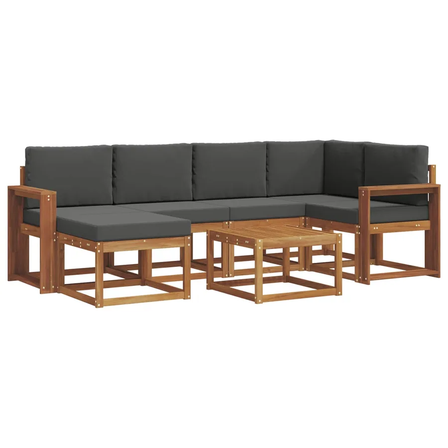 Ensemble de canapés d'extérieur 7 pcs Naturel et Anthracite - 2