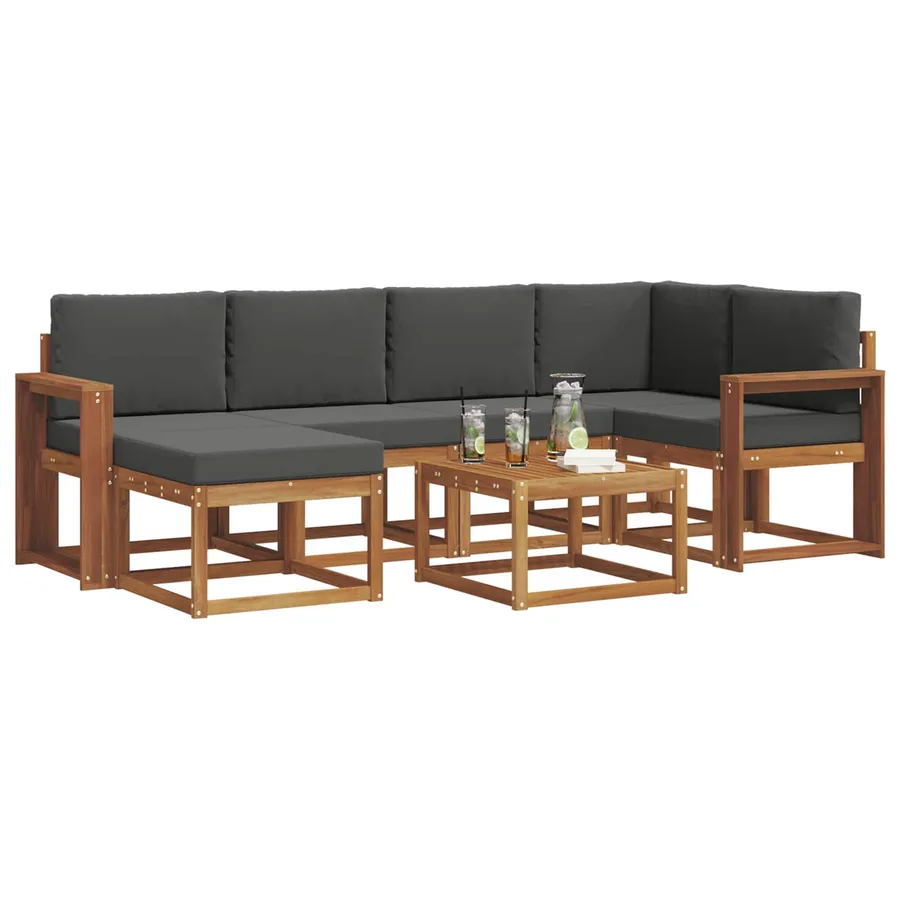 Ensemble de canapés d'extérieur 7 pcs Naturel et Anthracite - 3