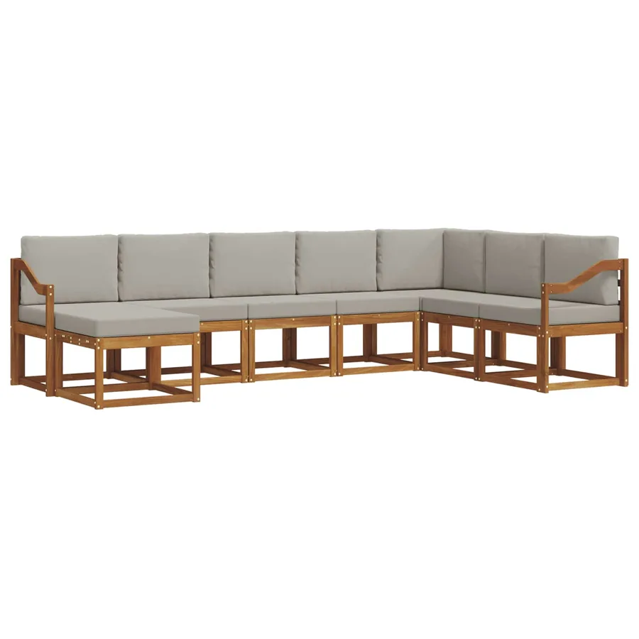 Ensemble de canapés d'extérieur 8 pcs Gris Naturel et Clair - 3